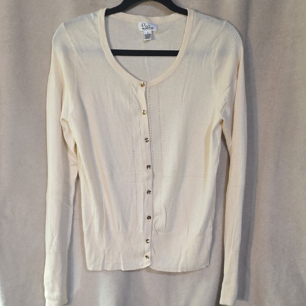 Lilly Pulitzer Ivory Button-Up Cardigan